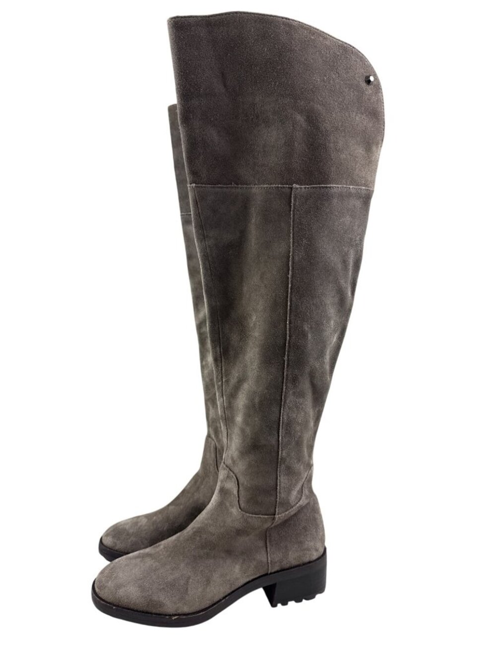 Vince Camuto Jorshie Suede Over The Knee Boots Gray Taupe Leather Sz 6M NWOB - Picture 3 of 9